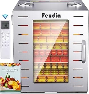 Food Dehydrator for Jerky, Remote Control, Large 10 Stainless Steel Trays, 1000W Fruit Dehydrator, 24H Timer and 194°F Temperature Control, Overheat Protection, Food Dryer for Jerky, Fruit, Dog Treats