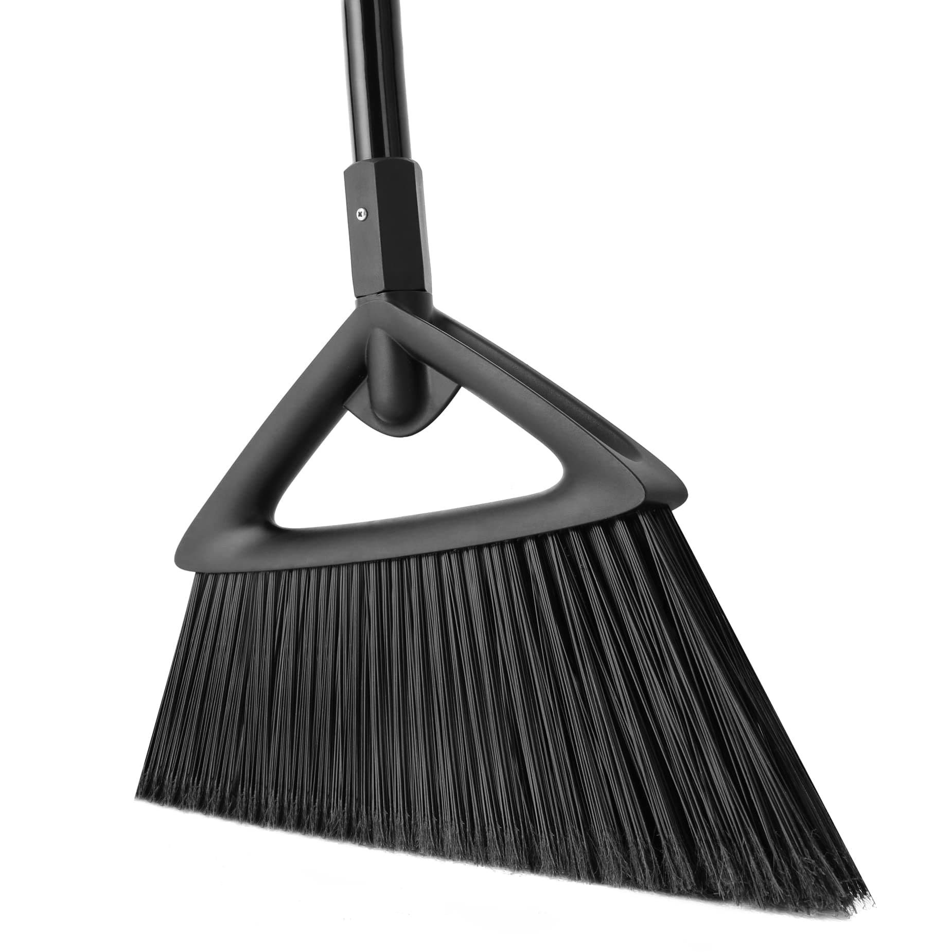 Eyliden Broom, Angle Broom with 57" Long Handle, PET Bristles - Fit Heavy-Duty Cleaning, Also Works Well Fine Dust - Commercial Outdoor Indoor Sweeper for Courtyard Sidewalk Deck Kitchen Lobby, Black