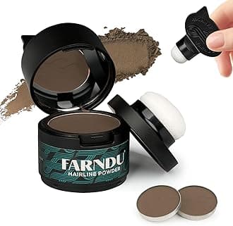 Hairline Powder 12g, Instantly Hair Root Touch Up, Hair Color Powder, Bald Spots Hair Color Concealer for Women & Men, 24-Hour Stain-Proof, Includes 2 Refills, for Thinning Hair, Dark Brown