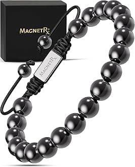 MagnetRX® Magnetic Hematite Bracelet – MAX Strength Magnetic Stones – Beaded Magnetic Bracelets for Men and Women (Classic 8mm Bead)