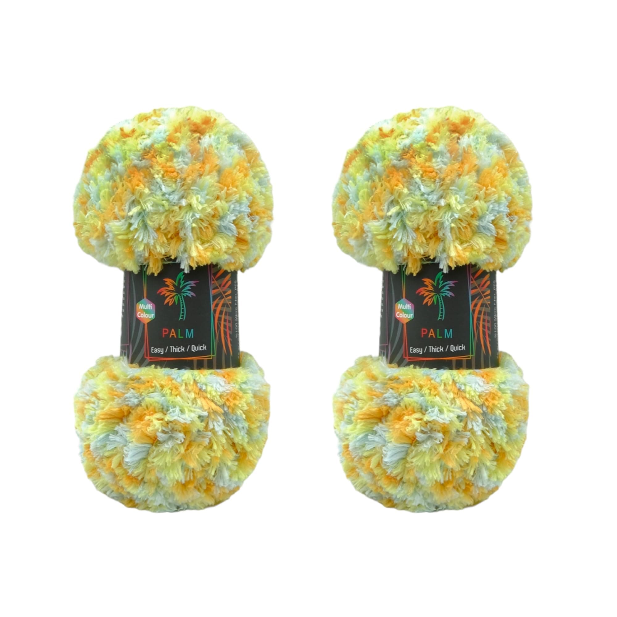 Palm Soft Fur Yarn Multicolor (Colorful Pattern) 2 Skeins Super Soft Fur Yarn Chunky Fluffy Faux Fur Yarn Eyelash Yarn for Crochet Knitting Total Length 2 x 50m (2 x 55 yds, 75g x 2) (Multicolor)