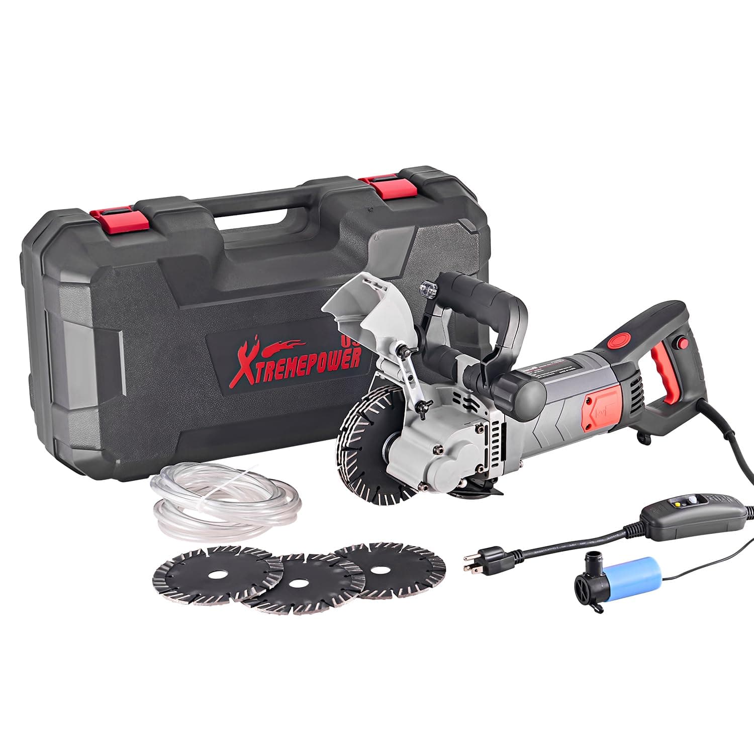 XtremepowerUS 3000W Wall Chaser Cutting Machine Wall Brick Granite Marble Concrete Water Line w/Infrared Sighting (Slotting Machine) w/Case