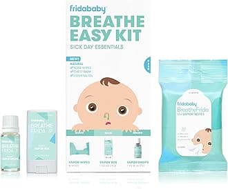 Breathe Easy Kit Sick Day Baby Essentials - 3pc Set Includes Vapor Wipes, Vapor Rub + Organic Vapor Drops to Help Baby Breathe Easy, Natural Baby Congestion Relief