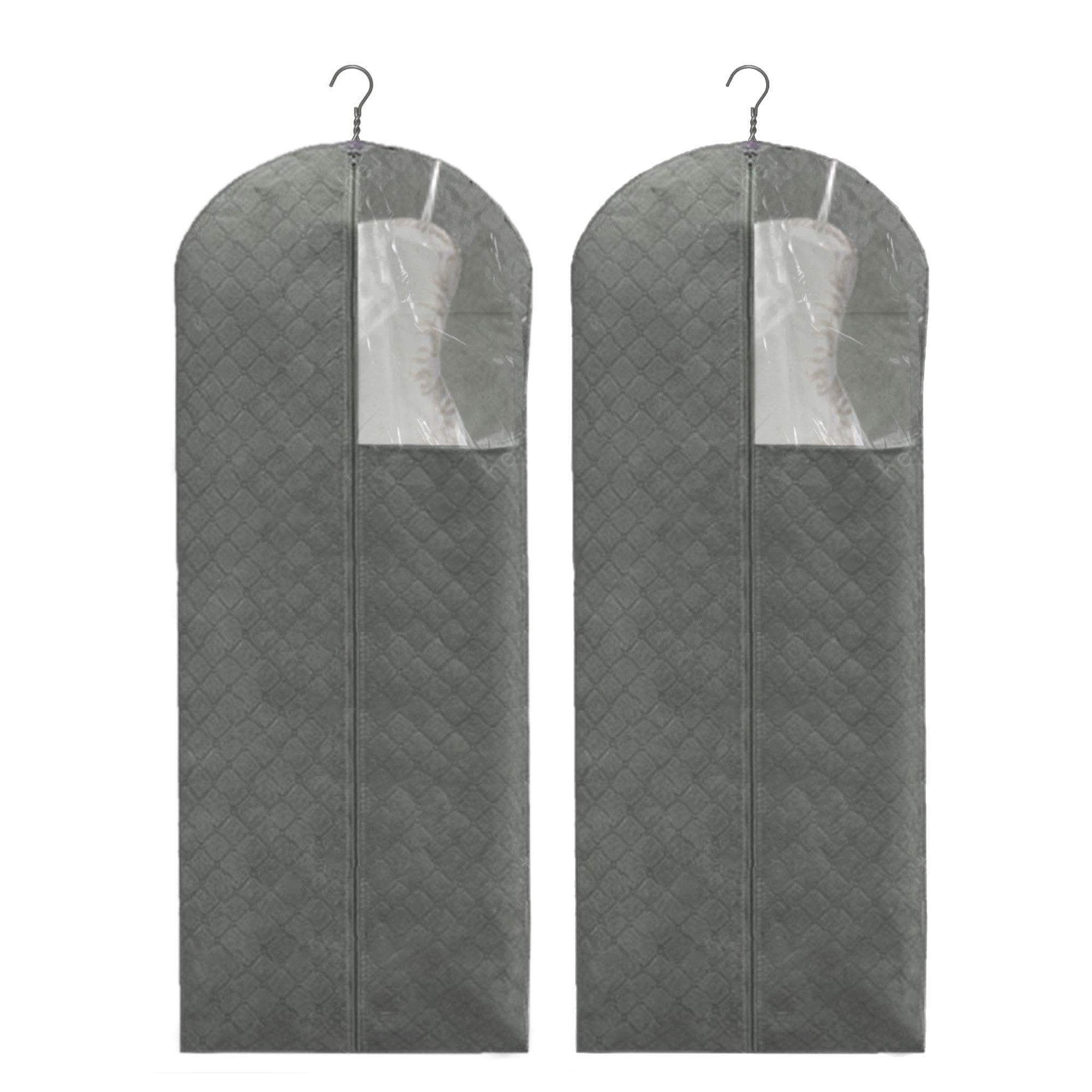 The Elixir Deco Pack of 2, 60 inch Full Length Zippered Bamboo Charcoal Breathable Dust Proof Suit Dress Garment Storage Organizer Bag for Closet and Travel