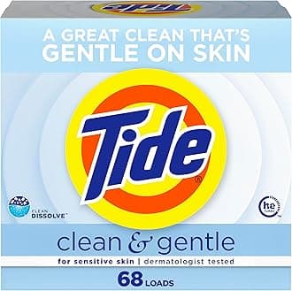 Clean and Gentle Powder Laundry Detergent, Unscented, 68 Loads, 77 oz