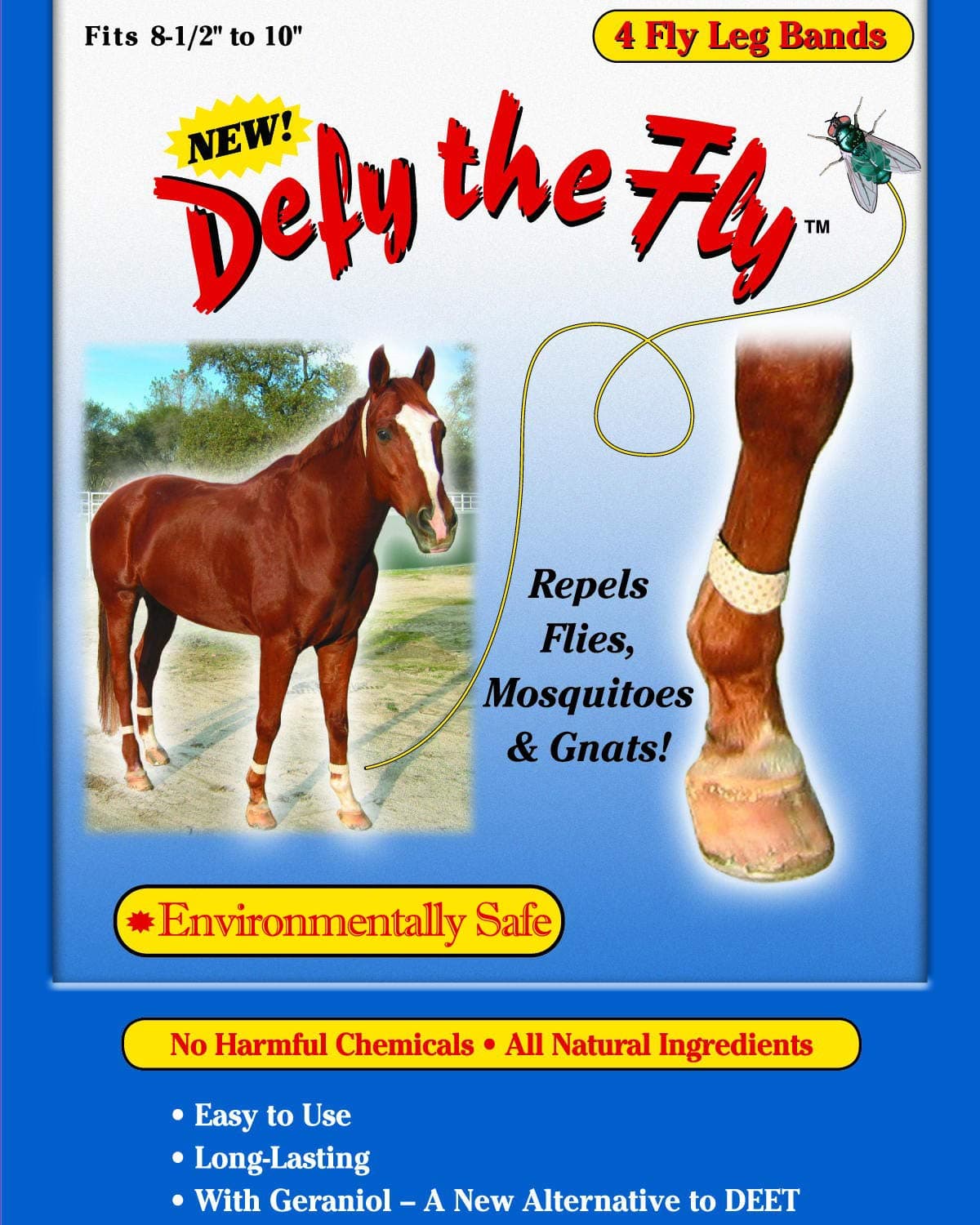 Defy the Fly Leg Bands,fits 8-1/2" to 10", 4 counts