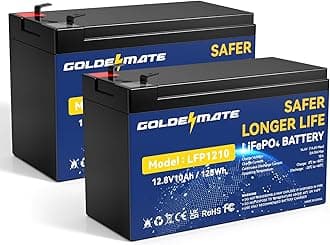 12V 10Ah LiFePO4 Lithium Deep Cycle Battery(2-Pack), 5000+ Cycles Lithium Iron Phosphate Rechargeable Battery for Solar, Lighting, Power Wheels, Fish Finder, Scooters, Lightweight