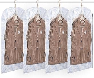 TAILI Hanging Vacuum Sealer Storage Space Saver Bags for Clothes, Clothing, Closet Organizers, 4 Pack Large Multicolor