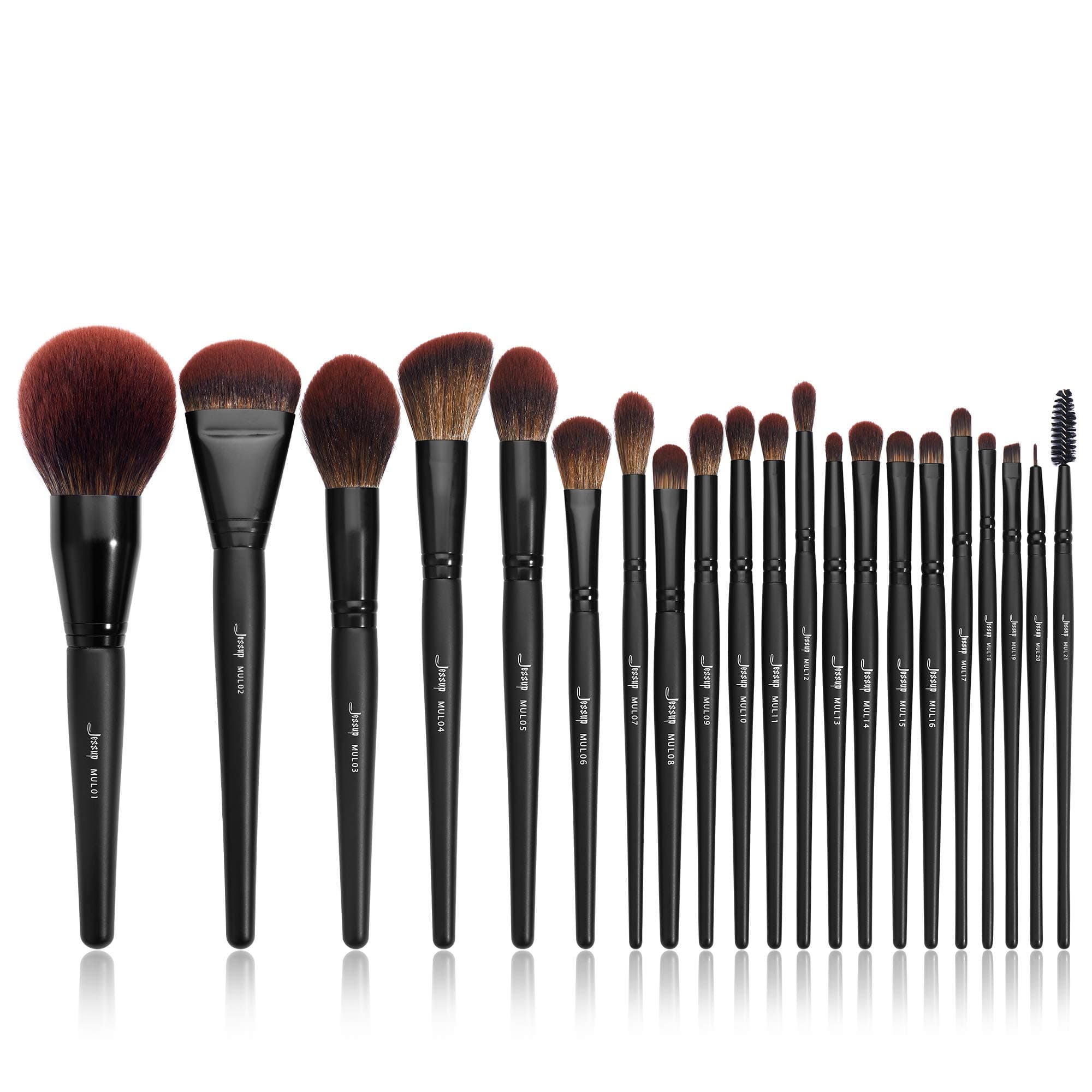 Makeup Brushes Set Premium Synthetic Powder Foundation Highlight Concealer Eyeshadow Blending Eyebrow Liner Spoolie Brush Set Black 21pcs T271