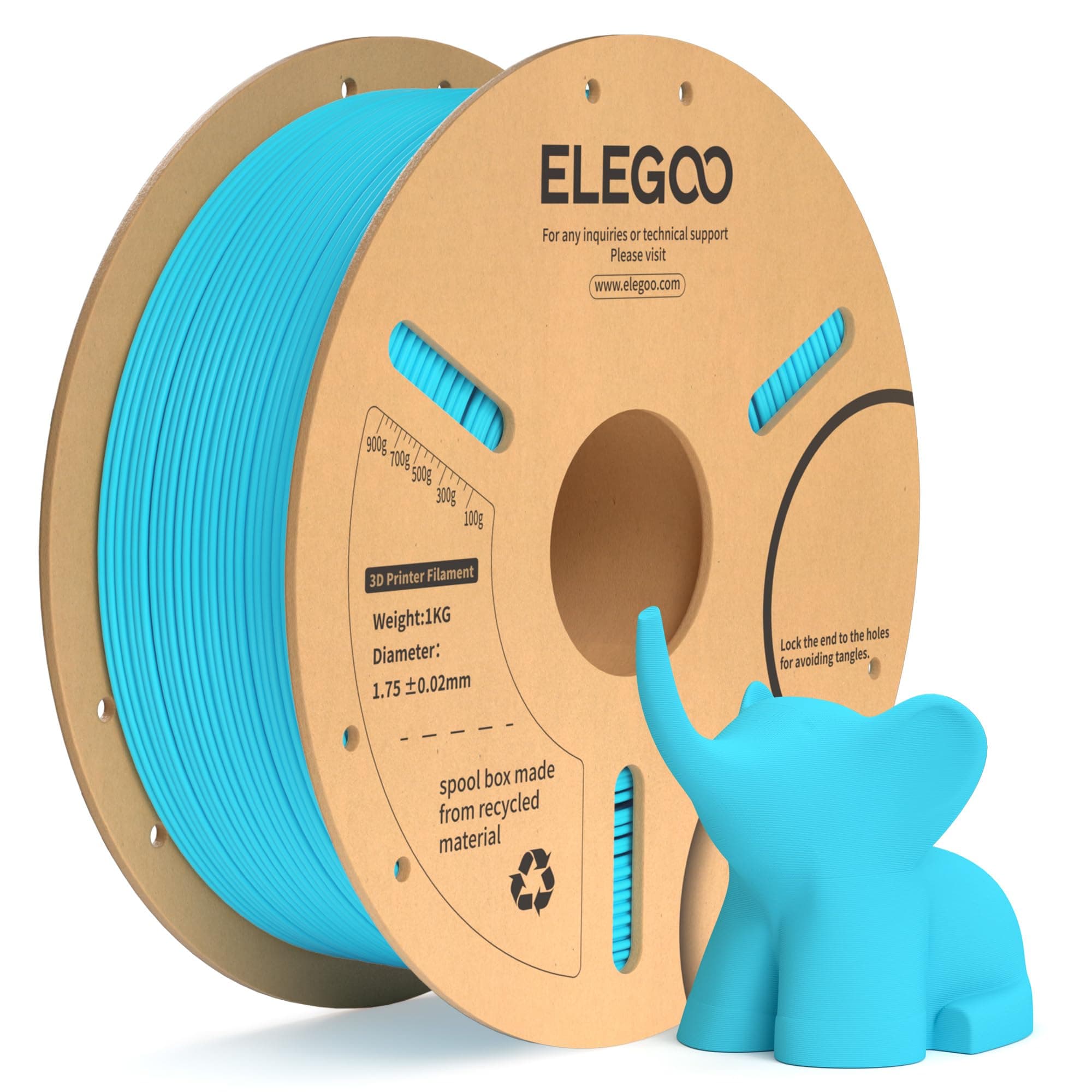 ELEGOO PLA+ Filament 1.75mm Sky Blue 1KG, PLA Plus Tougher and Stronger 3D Printer Filament, Dimensional Accuracy +/- 0.02mm, 1kg Cardboard Spool(2.2lbs) Fits for Most FDM 3D Printers