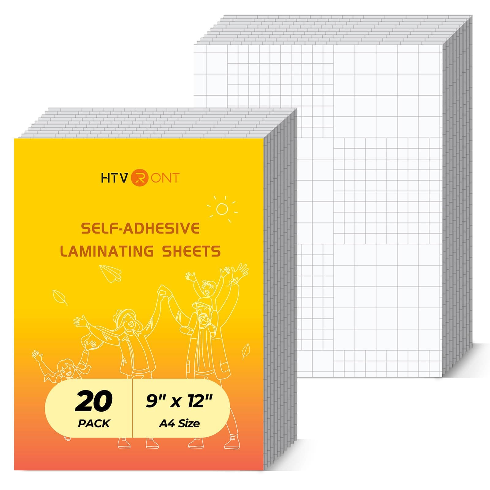 HTVRONT Self-Adhesive Laminating Sheets-20 Sheets 9x12 Inches, No Machine Needed Clear Laminating Sheets