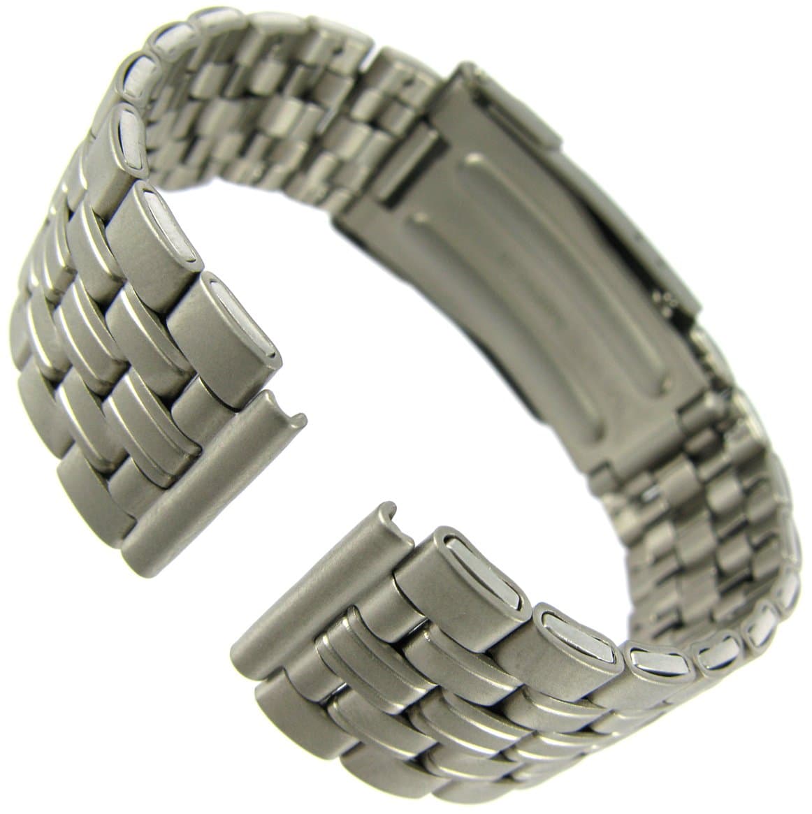 16mm Milano All Titanium Gray Tone Deployment Buckle Clasp Watch Band