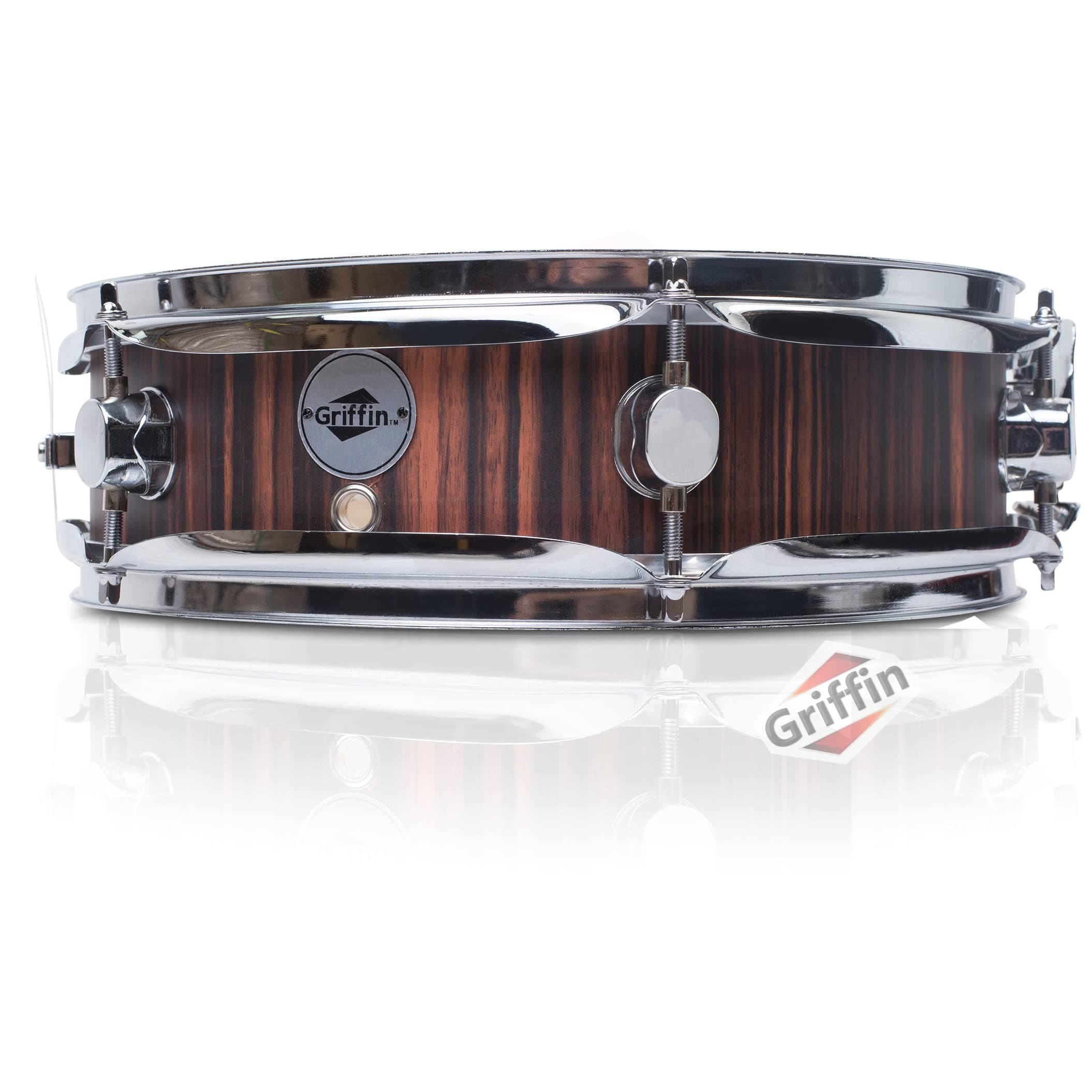 Snare Drum – 13"x3.5" Poplar Shell (Piccolo littleSNAP Series) with Black Hickory Finish, Coated Drum Head, Bright Tone & Deluxe Percussion Sound