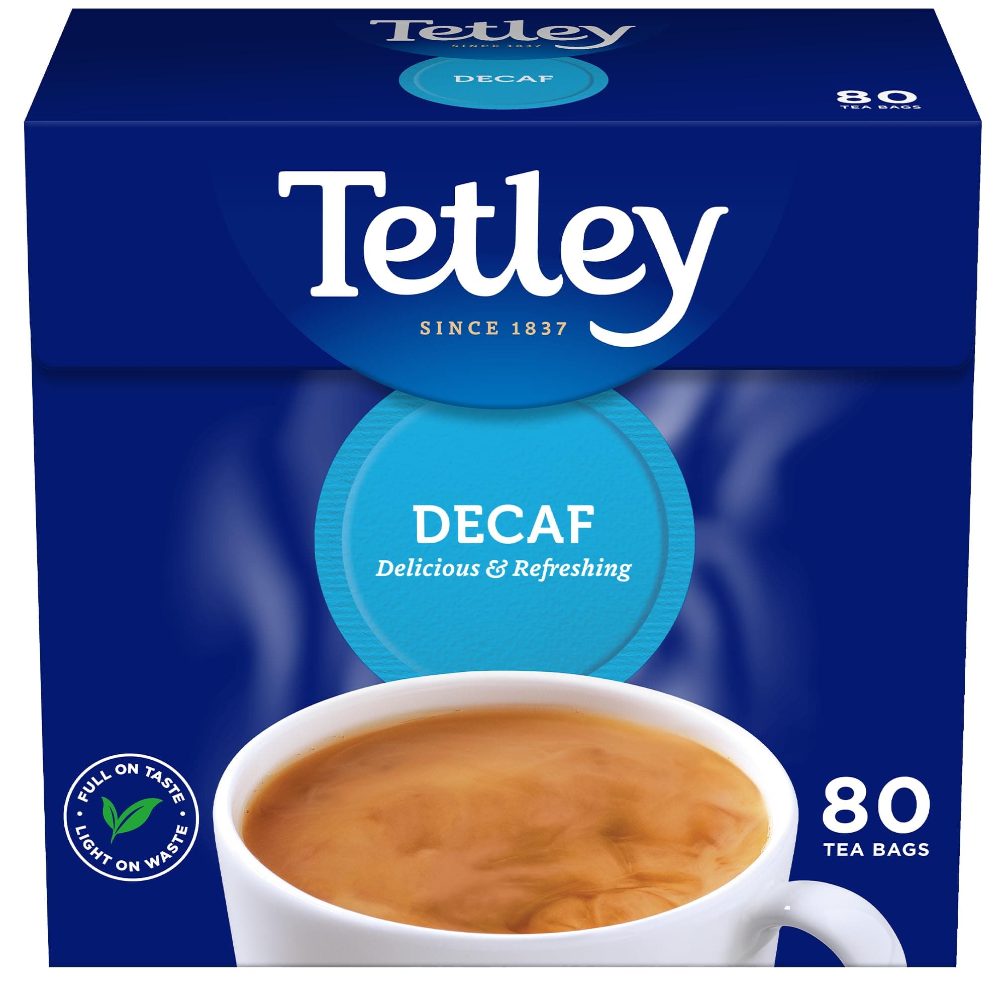 Tetley Black Tea, Decaf, 80 Round Tea Bags