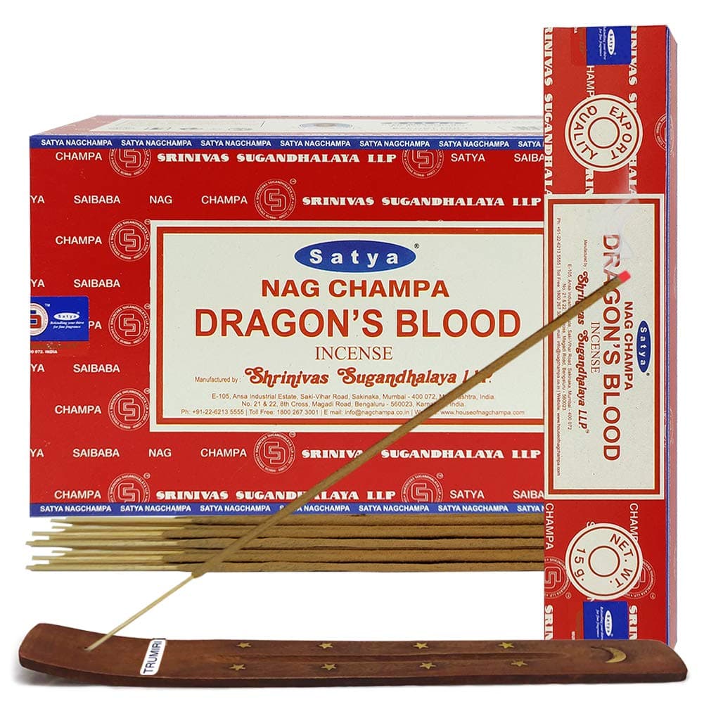 Dragon's Blood Incense Sticks and Incense Stick Holder Bundle Insence Insense Satya
