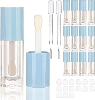 COSIDEA14pcs Empty 6ml big doe foot wand Chunky lip gloss tubes for DIY lipgloss,Pink round lipgloss containers tubes with thick wand, Blue