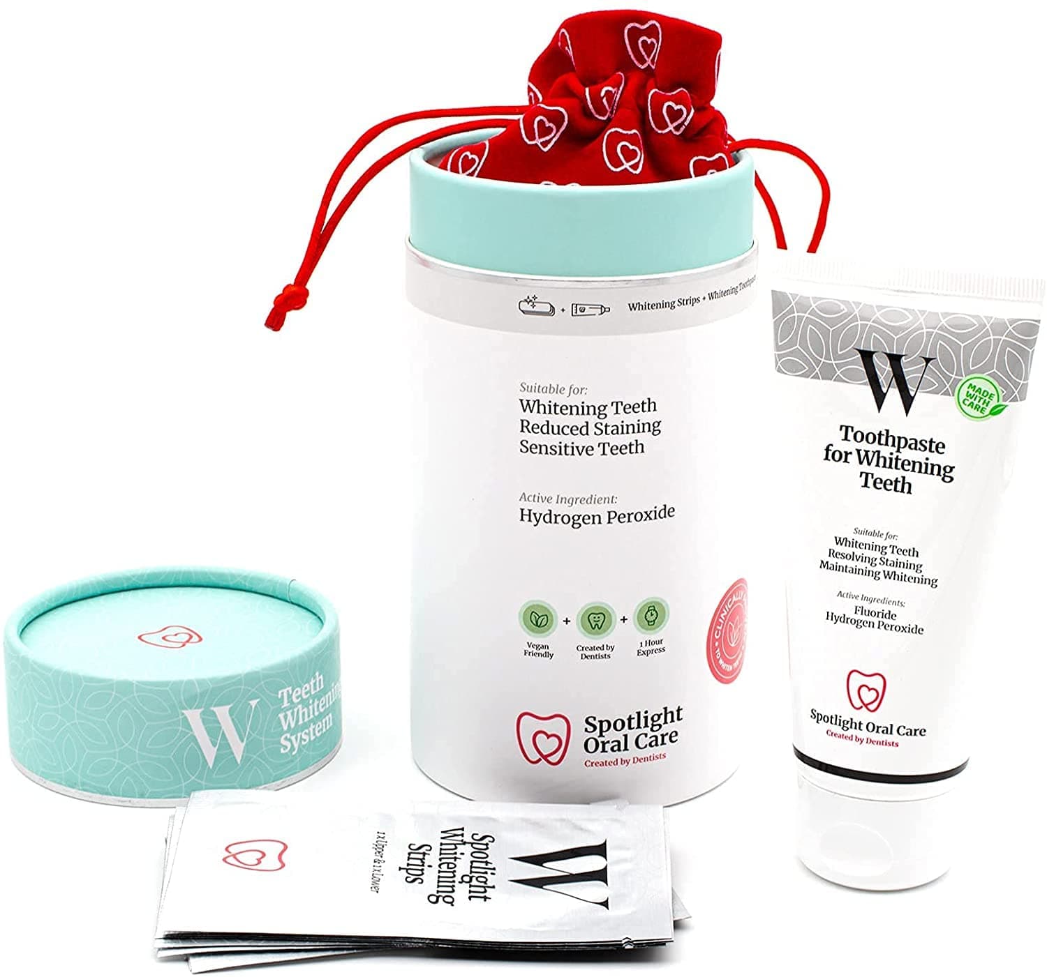 Teeth Whitening Strips | Gently Whitens Teeth Gradually & Safely | Active Ingredients Including Hydrogen Peroxide | Full 14-Day Course of Strips & 100 mL Whitening Toothpaste