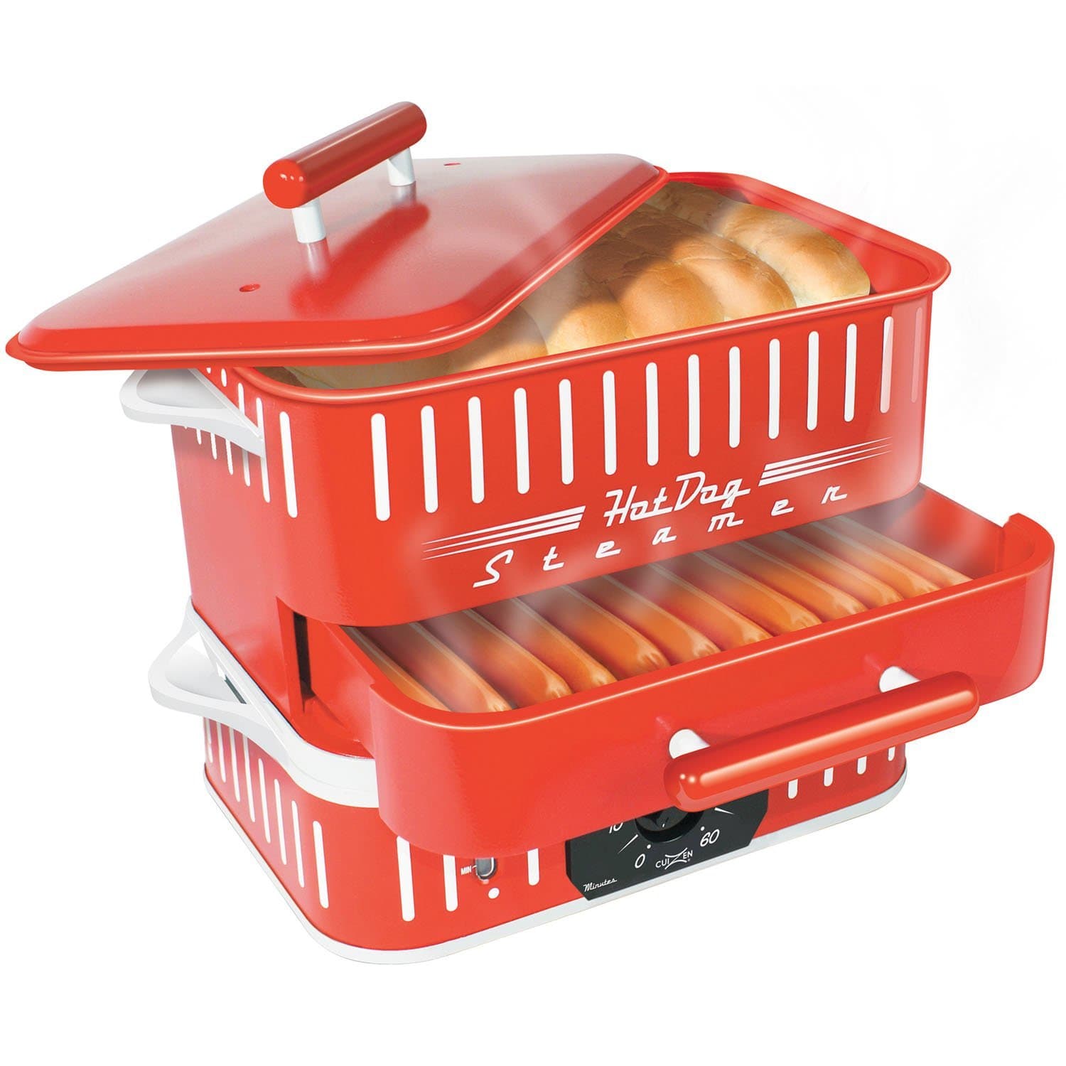 CuiZen CST-1412B Hot Dog Steamer, Small, Red