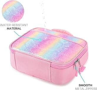 mibasies Kids Lunch Box for Girls Toddler, Insulated and Reusable Lunch Bag for School, Pink Blue Rainbow