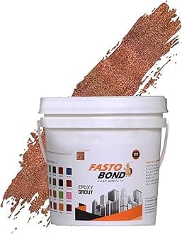 Resin Epoxy Grout - 1 Kg-3 Kg & 5 Kg - Full_Glitter-Sparkle Colors Tile Grout_Fastobond | 3 Components Only | Premixed Glitter For Uniform Finish (5 Kg, Sp. Copper), 1 Bucket
