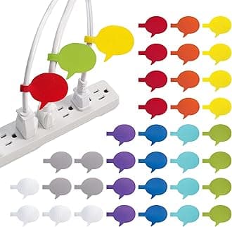 Cable Labels by Wrap-It Storage, Speech Bubbles, Multi-Color (36-Pack) Write On Cord Labels, Wire Labels, Cable Tags and Wire Tags for Cable Management and Organizer for Electronics, Computers, More