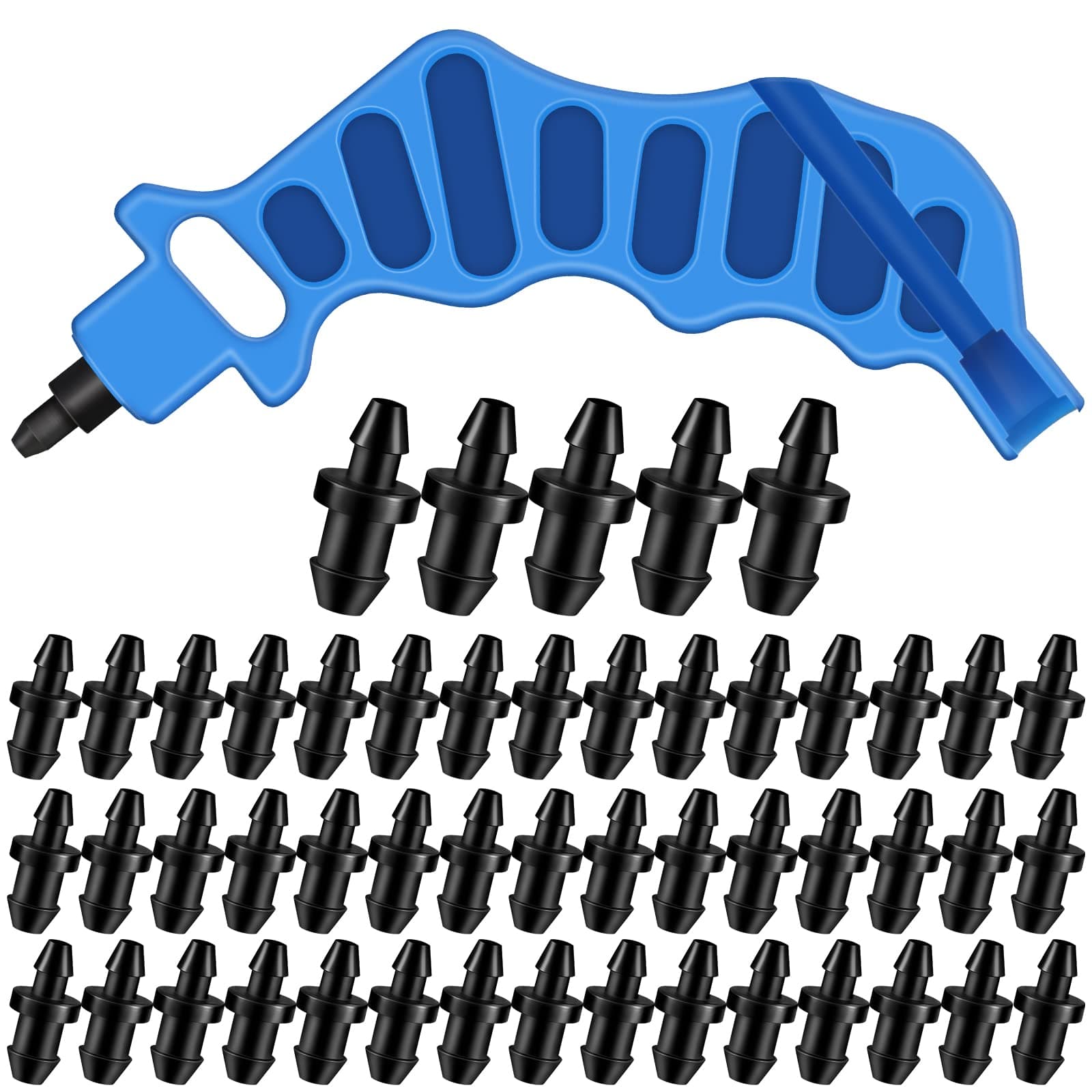 Honoson 51 Pcs Drip Irrigation Hole Punch Tool Set, Drip Irrigation Punch Tool 50 Pcs 1/4 Inch Goof Plugs for Outdoor Garden Lawn Pipe System Hose Tubing(Novel Style)