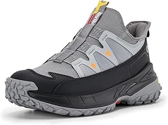 FitVille Men's Extra Wide Walking Trainers Comfortable Slip On Hiking Shoes with Arch Support, Low-Rise Trekking and Hiking Footwear for Outdoor Trekking Camping Climbing