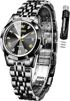 OLEVS Womens Watch Fashion Dress Diamond Female Watches for Ladies Analog Quartz Stainless Steel Waterproof Luminous Day Date Two Tone Wristwatch