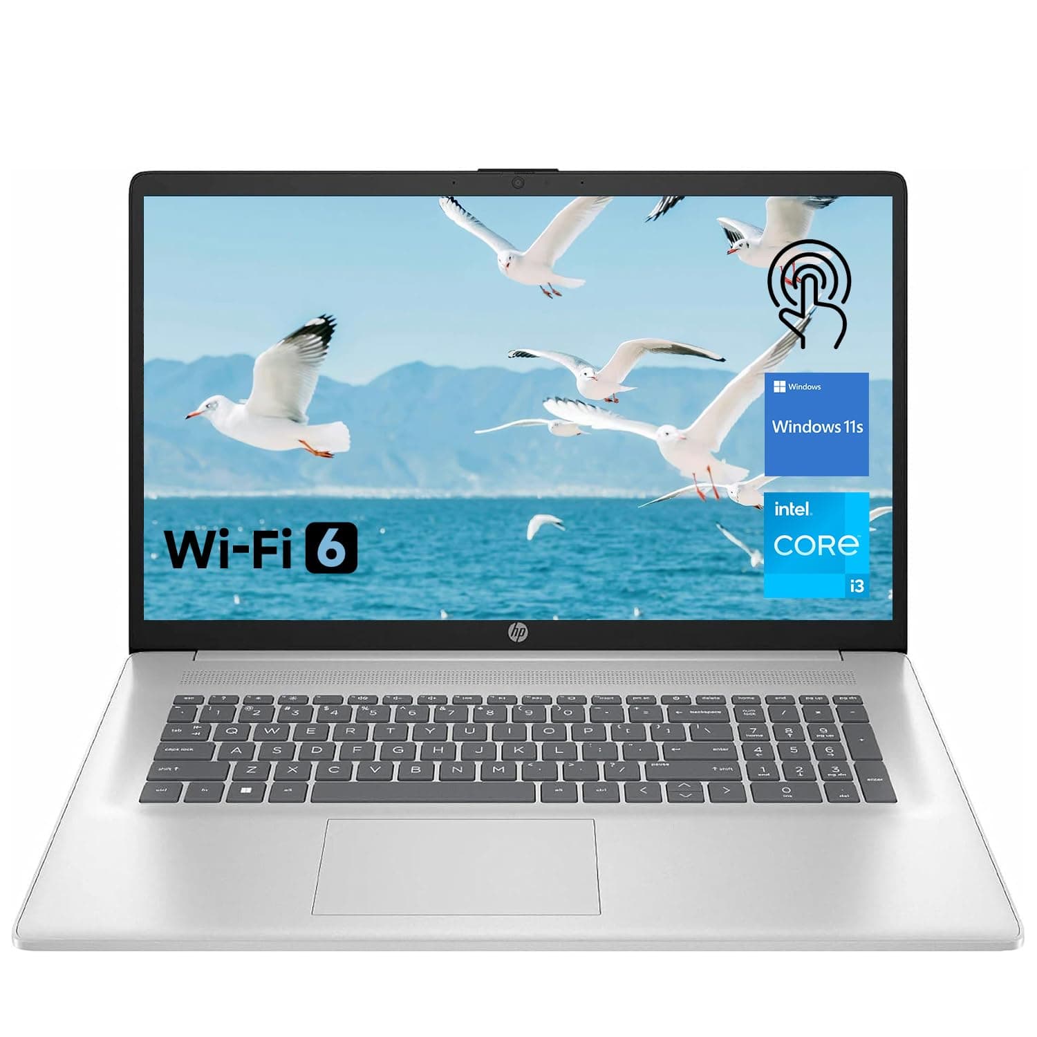 HP Premium 17.3" Touchscreen Laptop, 8-Cores Intel Core i3-N305, 32GB RAM, 128GB eMMC + 1TB SSD, MS Copilot, Office 365 for The Web, Webcam w/Privacy Shutter, Wi-Fi 6, Windows 11, Silver