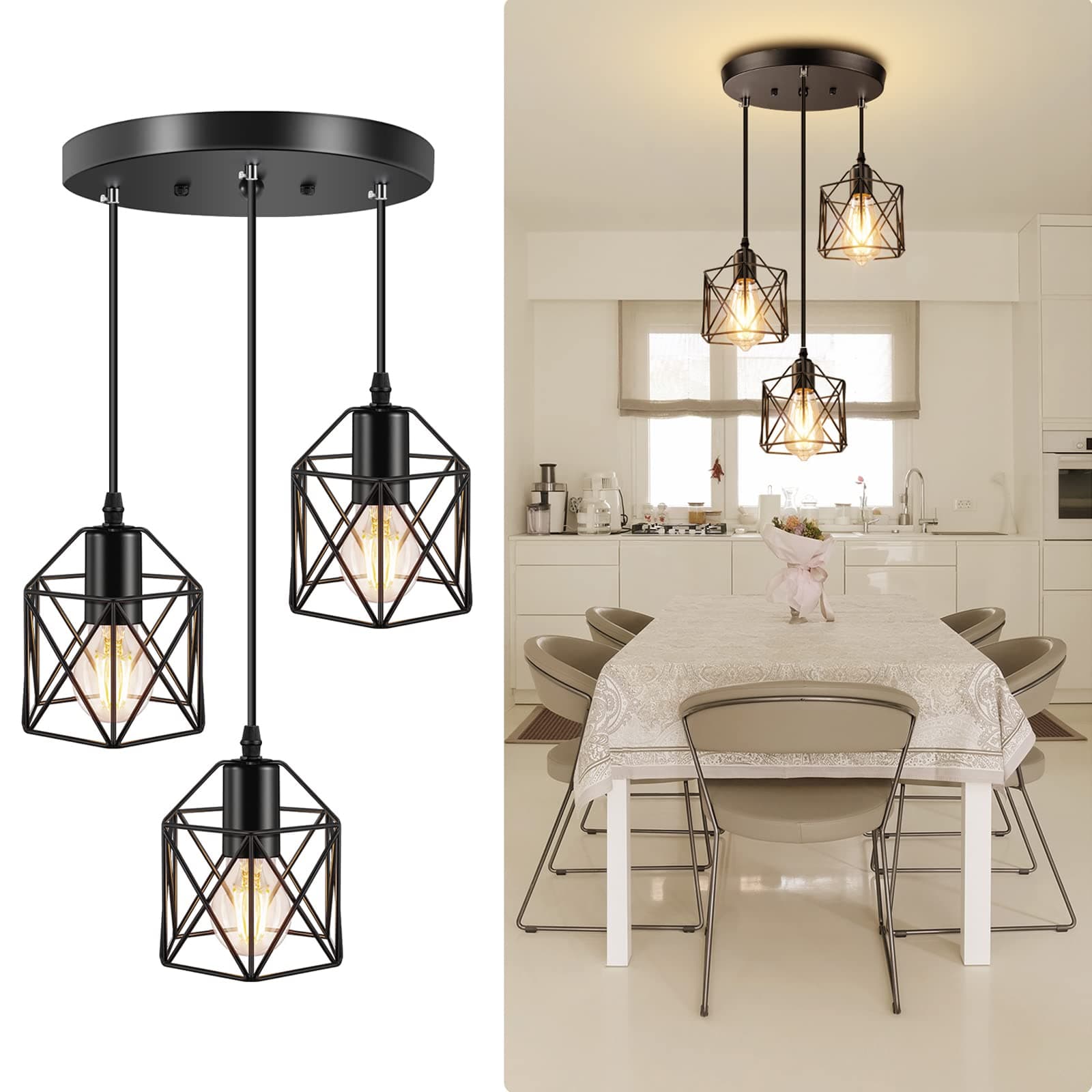 Industrial 3-Light Pendant Light