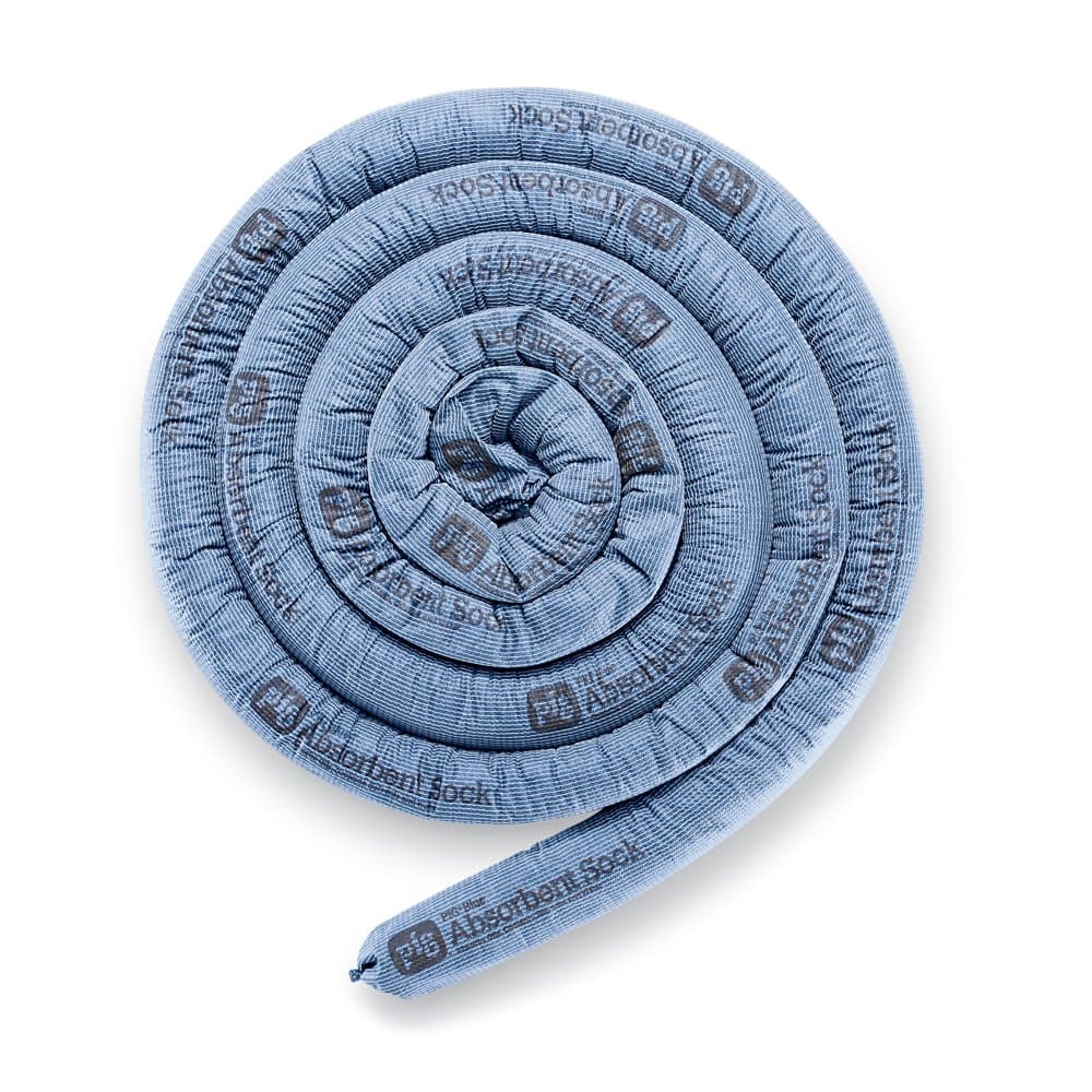 PIGBlue Absorbent Sock | 3.7 Gallon Absorbency | Forms Barrier & Prevents Spills from Spreading | 3" x 20' | 4 Socks | PIG203