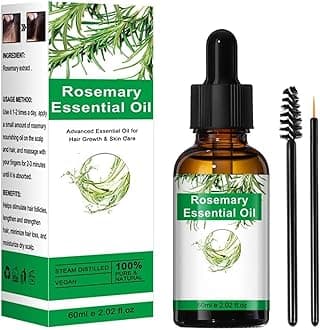 Organic Rosemary Essential Oil for Hair Growth & Skin Care, 100% Pure & Natural, light yellow