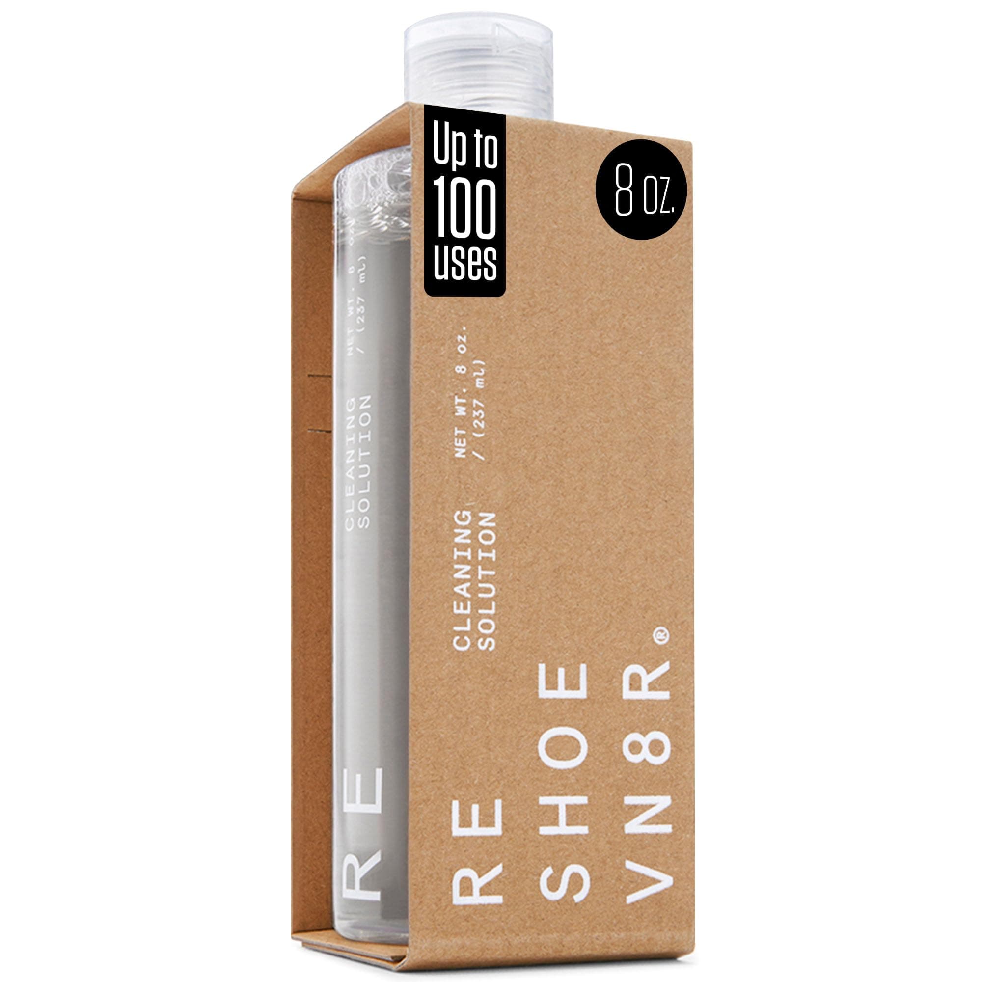 Shoe Cleaning Solution, 8 oz - Sneaker Cleaner & Shoe Care for Canvas, Leather, Mesh, Suede, White, & Nubuck Shoes - Shoe Cleaner Sneakers Kit Solution in Easy-to-Use Bottle - 60-100 Uses