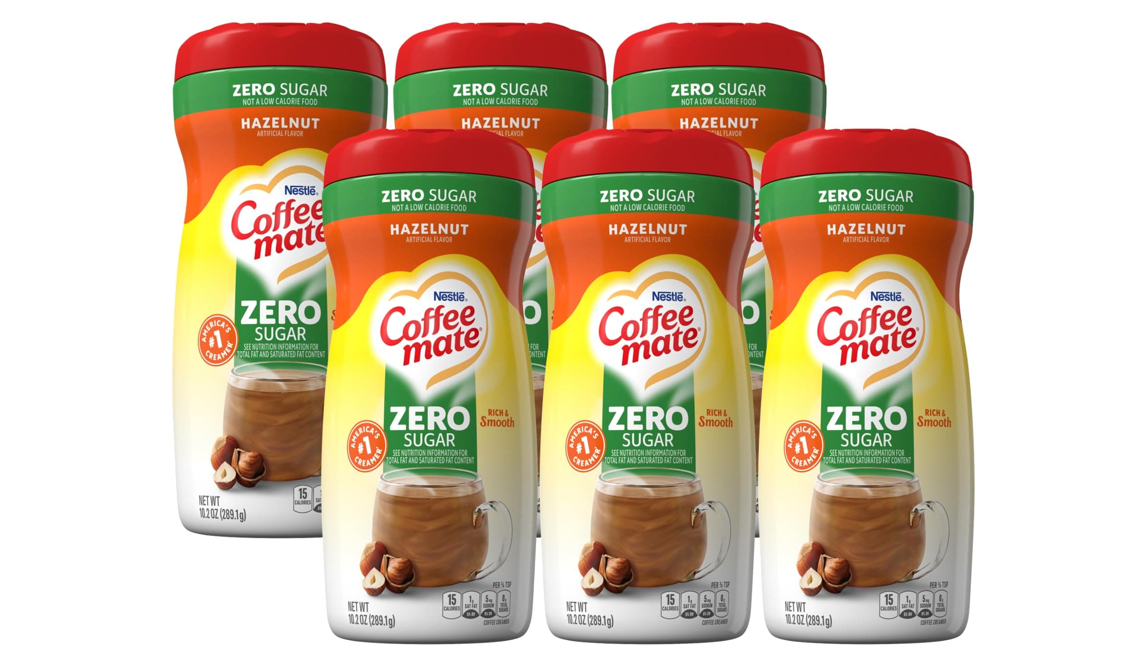 Coffee-Mate Coffee Creamer Zero Sugar Hazelnut, Pack of 6 (10.2 Ounce)