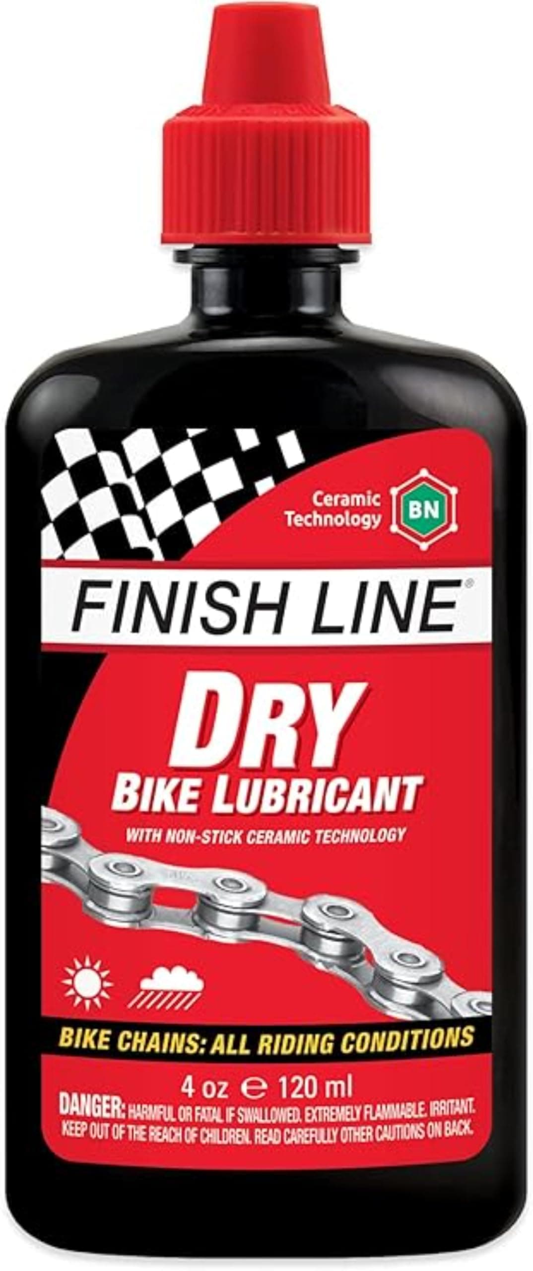 Finish Line Dry Bike Chain Lube – Ceramic Dry-Film Lubricant – Dirt & Dust Resistant