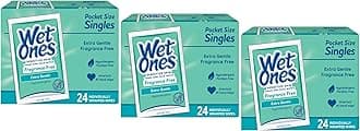 WET ONES Sensitive Skin Hand Wipes, Singles Extra Gentle Fragrance & Alcohol Free 24 ea (Pack of 3)