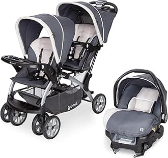 Baby Trend Infant and Toddler Double Stroller & Car Seat Combo, 2 Pc Set, Magnolia - Portable and Lightweight Stroller Duo and Car Seat Travel System Tandem