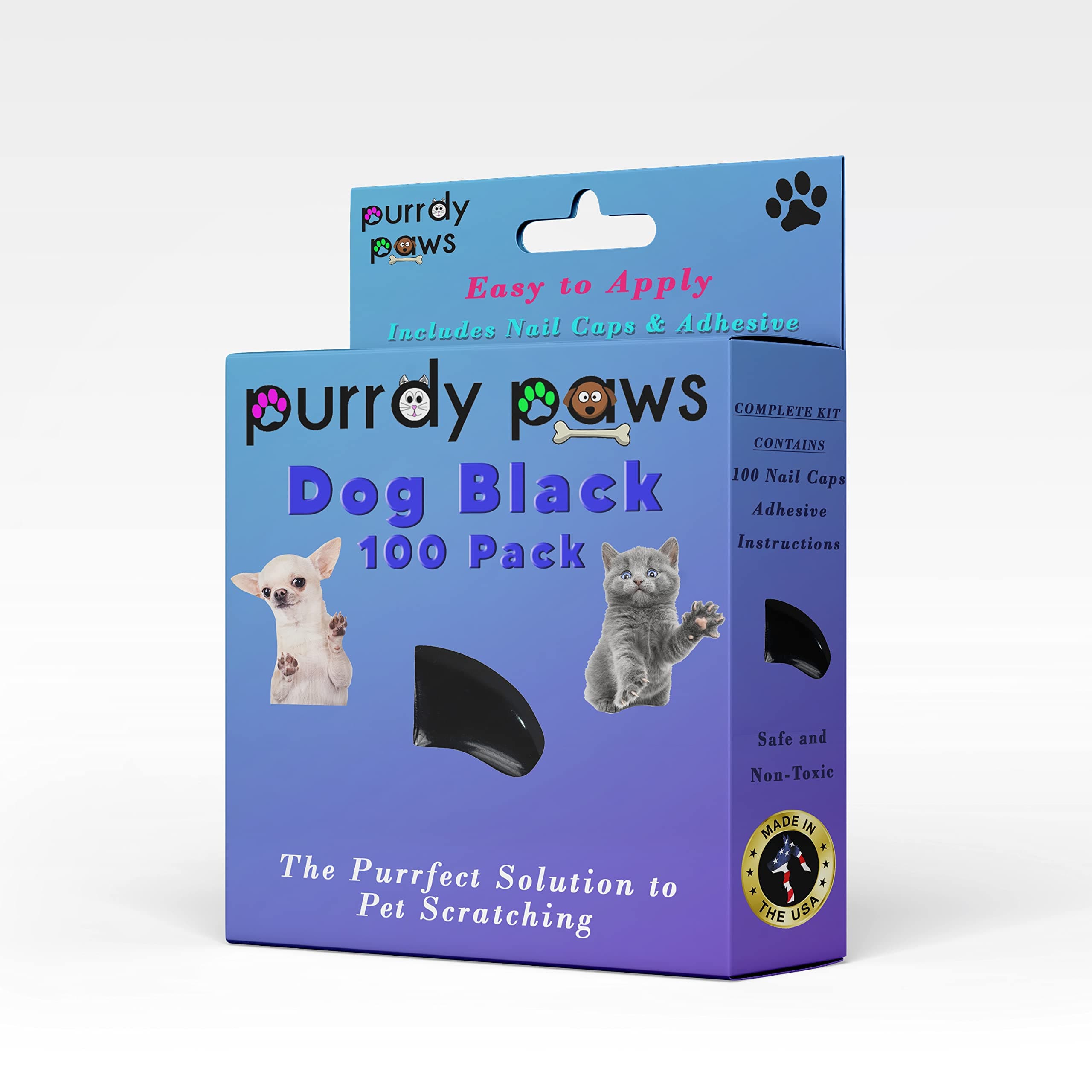 100 Pack Soft Nail Caps for Dog Claws Black Jumbo