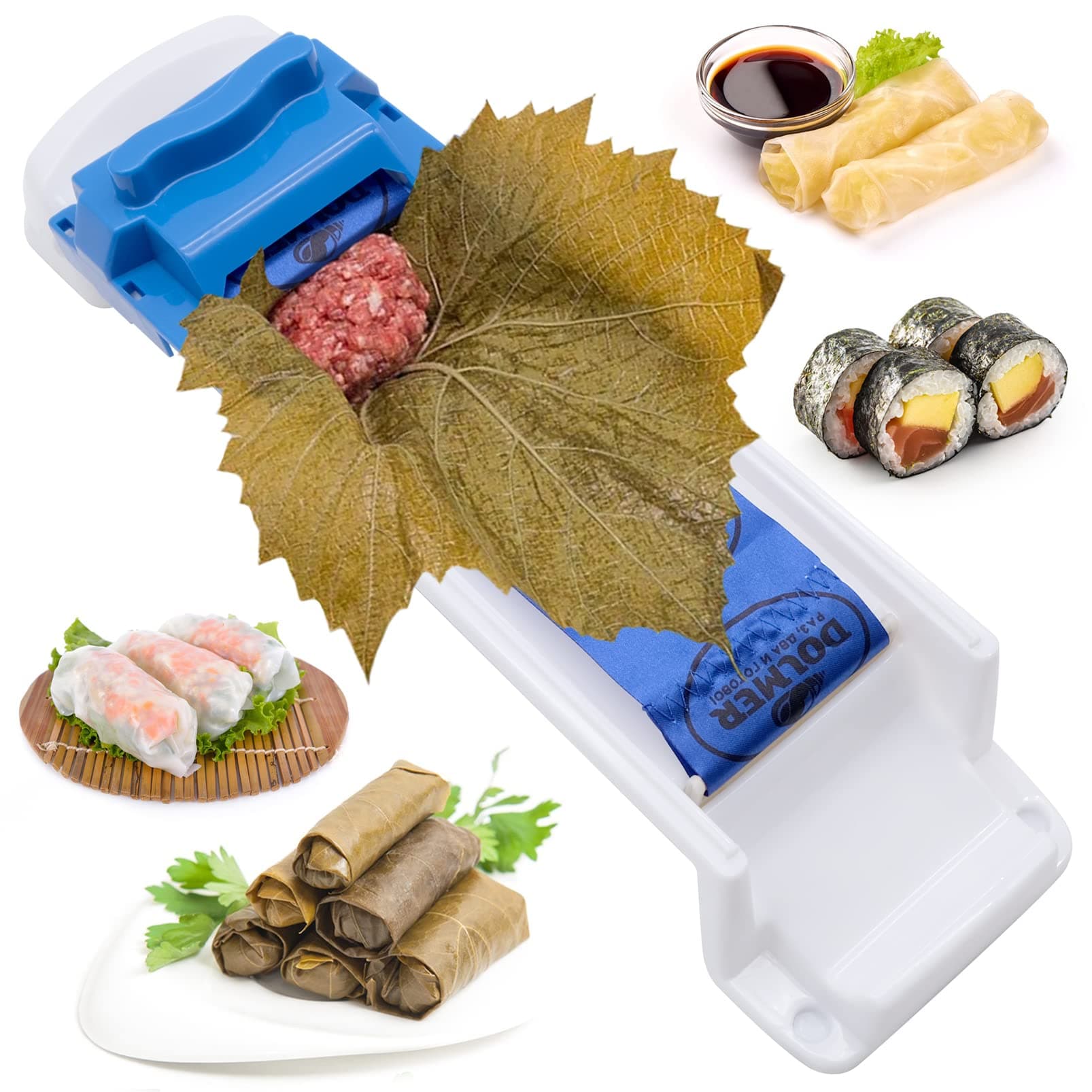 Grape Leaves Rolling Machine Yaprak Sarma Maker Stuffed Vine Leaves Rolling Tool Cabbage Leaves Meat Roller Spring Roll Machine Kitchen Vine Leaf Roller
