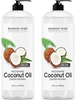 Majestic Pure Fractionated Coconut Oil - Relaxing Massage Oil, Liquid Carrier Oil for Diluting Essential Oils - Skin, Lip, Body & Hair Oil Moisturizer & Softener - 16 fl oz (Pack of 2)