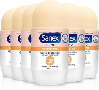 Sanex Dermo Sensitive Roll-On Antiperspirant 6x50ml |antiperspirant deodorant | up to 48-hour sweat & odour protection | gentle on sensitive skin | restores skin’s natural pH | dermatologically tested