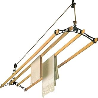 Sheila Maid ®, Original Indoor Ceiling Clothes Laundry Drying Airer Rack - 4 Rail - 72" Long (183cm)-Clear Coated Cast Iron