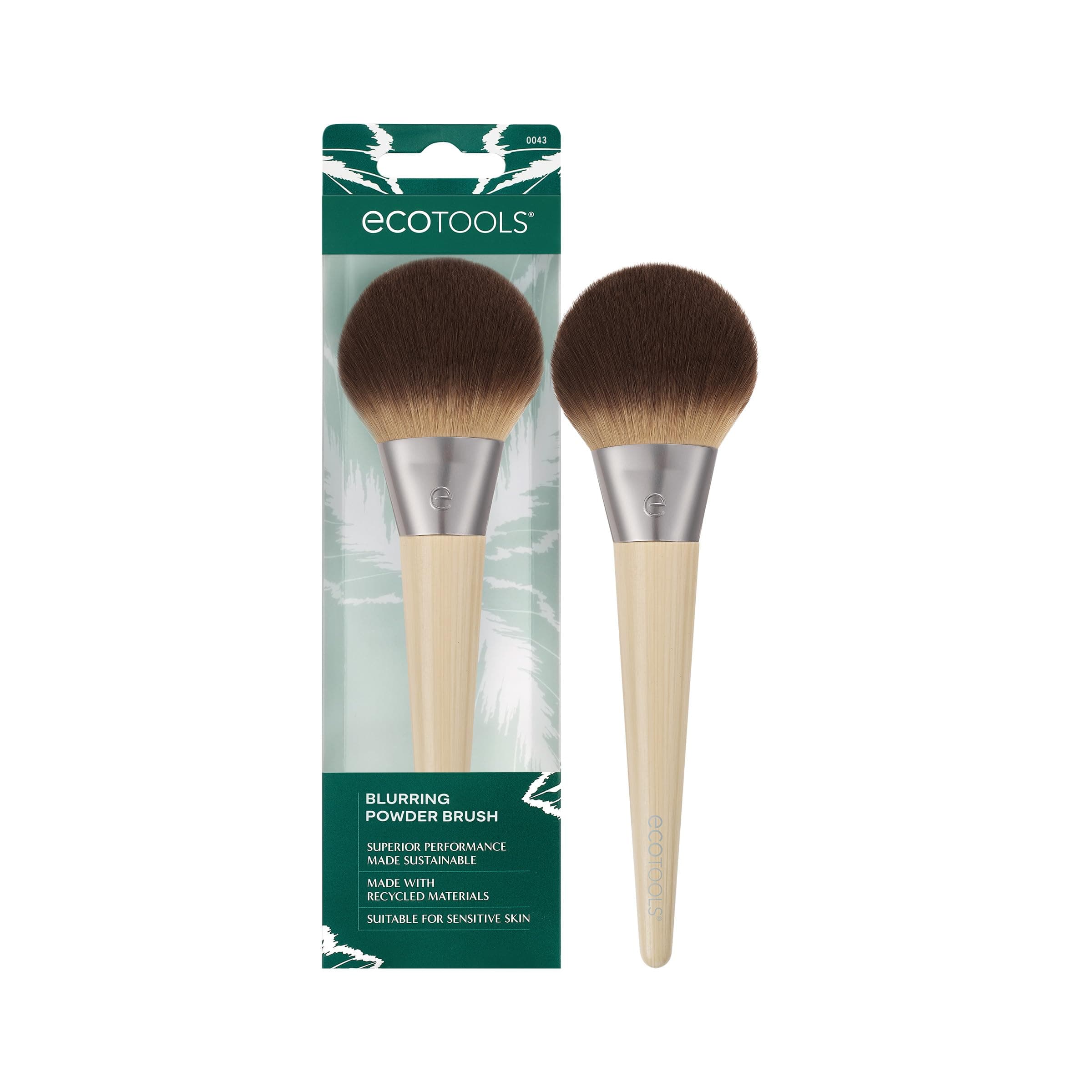 EcoTools Blurring Powder Makeup Brush, For Loose & Pressed Powder, Large Makeup Brush For All-Over Application, Fluffy, Synthetic Bristles, Eco Friendly, Cruelty-Free, & Vegan, 1 Count