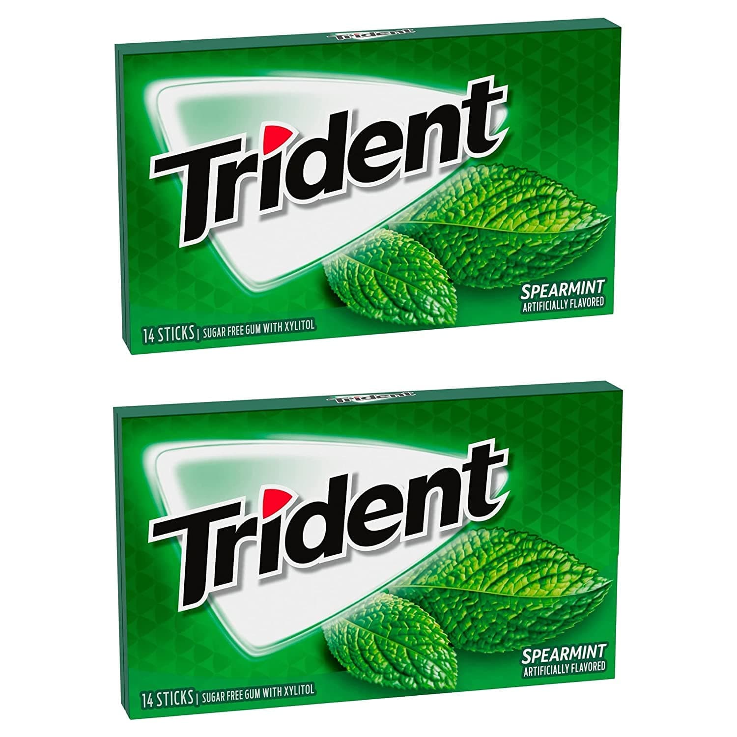 Trident Sugar Free Gum Spearmint, 2 x 26 g