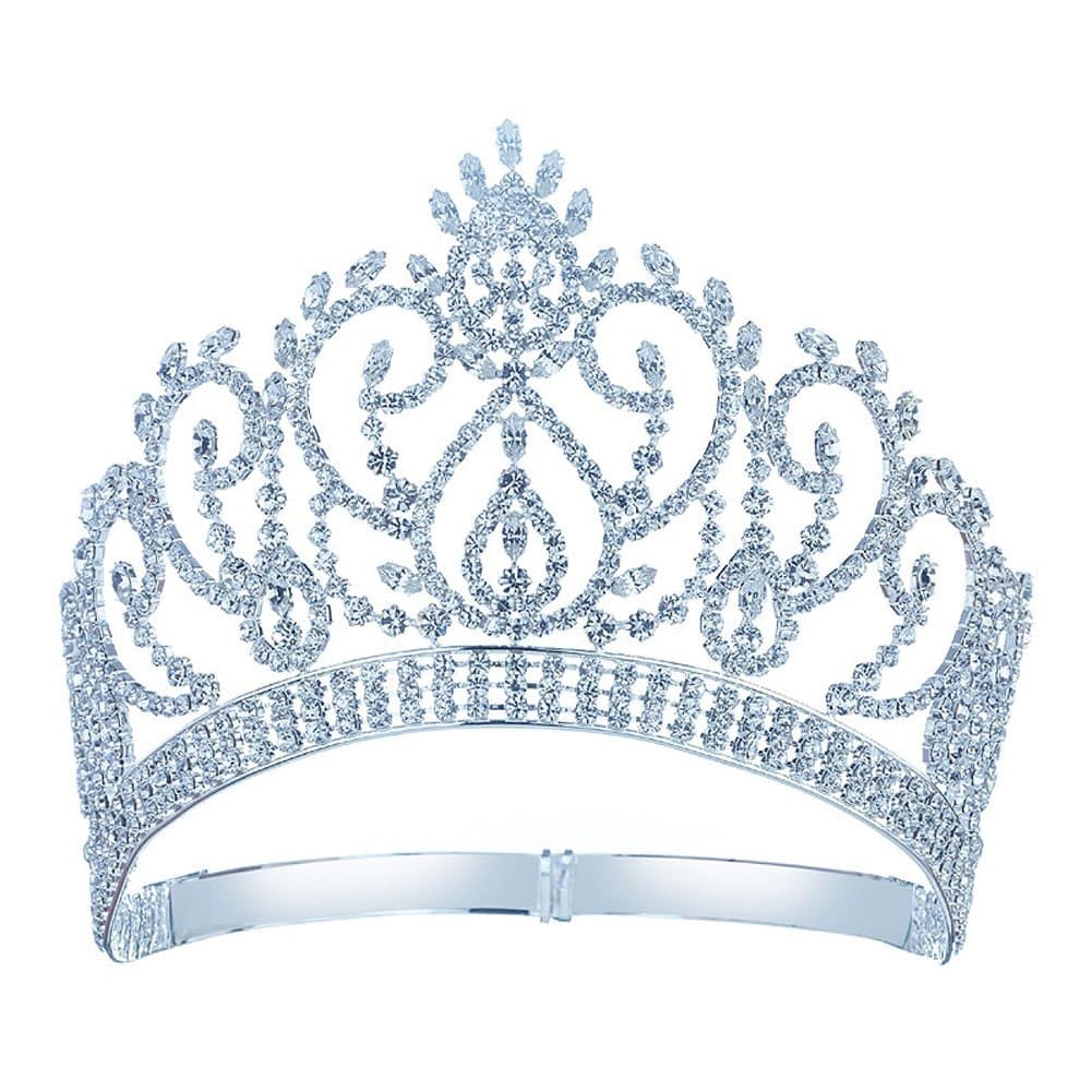 Vintage Style Pageant Tall 4.5" Tiara Full Circle Round Crystal Crown T1724