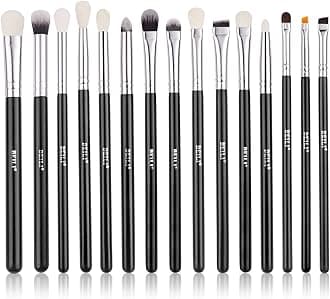 BEILI Black 15 Pieces Eye shadow eyeliner Eyebrow Natural goat hair Makeup brushes Set