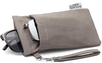 Face Shadow Double Glasses Case Soft Eyeglass Case For Women Men Squeeze Top Sunglasses Case With Cleaning Cloth