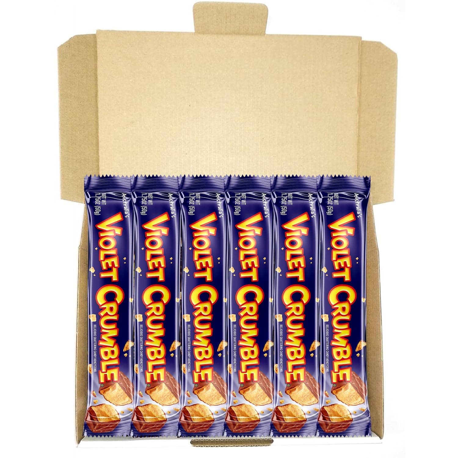Violet Crumble Milk Chocolate Honeycomb Bars – 6-Pack – 1.76 oz Each – Made in Australia
