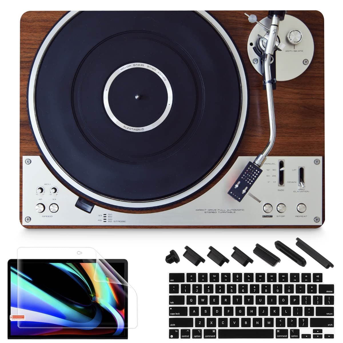 May ChenCompatible with M3 MacBook Pro 16 A2991 M2 A2780 M1 A2485 Pro/Max with Retina Display Fits Touch ID 2023 2022 2021, Hard Shell Case with Keybaord Cover & Screen Protector, Stereo Turntable