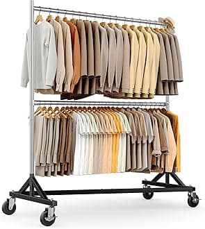 - Z Rack for Clothing Heavy Duty Clothes Rack Hold 550 LBS Commercial Garment Rack with Wheels Rolling Portable Z Base for Bedroom, Living Room, Laundry, Balcony 22.8" D x 62.6" W x 87.8" H